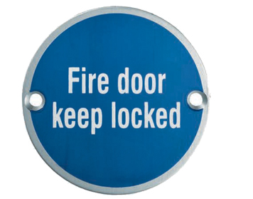 Eurospec Fire Door Keep Locked Sign, Polished Stainless Steel OR Satin Stainless Steel Finish - SEX1015